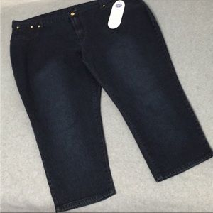 Diane Gilman Capri Jeans Plus Size 24 Petite Dark Wash Cropped Mature Coastal